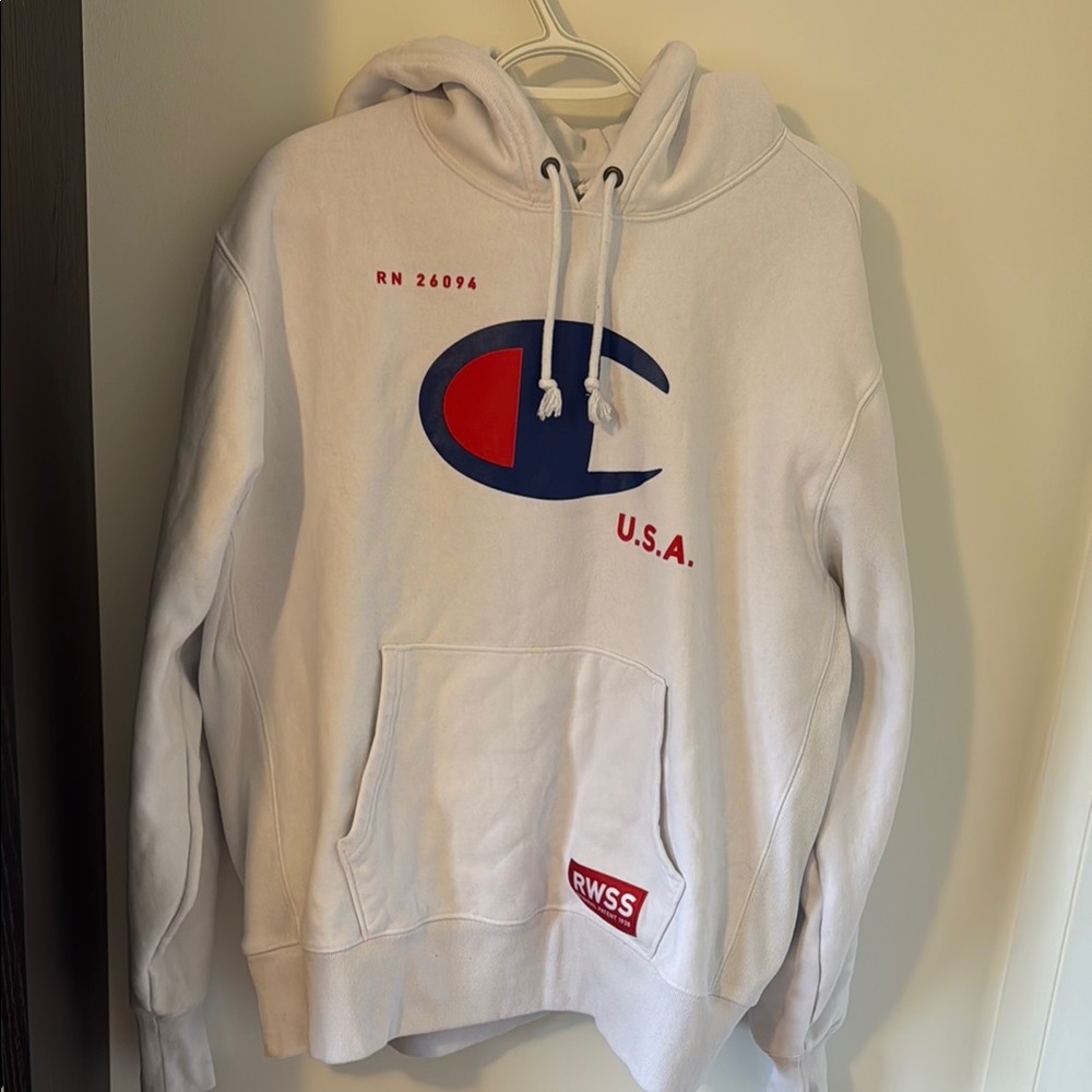 Champion White and Blue USA Pullover Hoodie